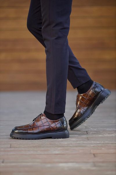 Faruk balkanas Paulo Model Crocodile Genuine Leather Casual Shoes