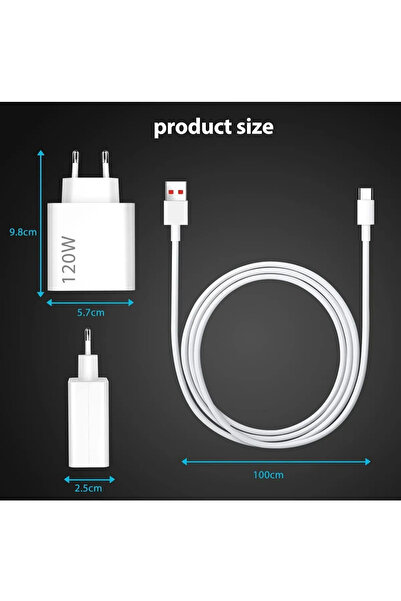 teknotrust Güçlendirilmiş Xiaomi Reeder Poco Redmi Samsung Oppo Iphone/Uyumlu 120w Hızlı Şarj Cihazı 120watt