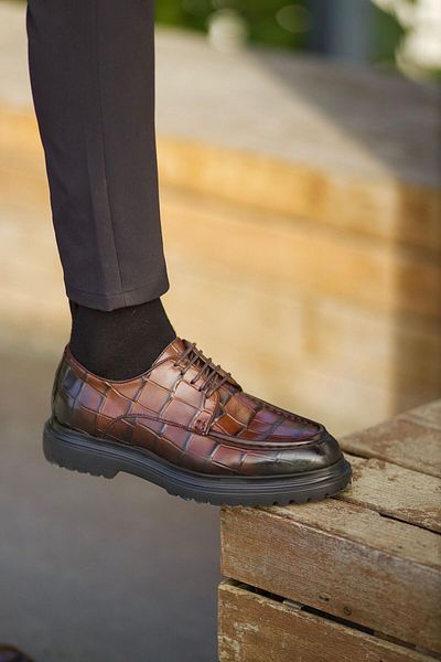 Faruk balkanas Paulo Model Crocodile Genuine Leather Casual Shoes