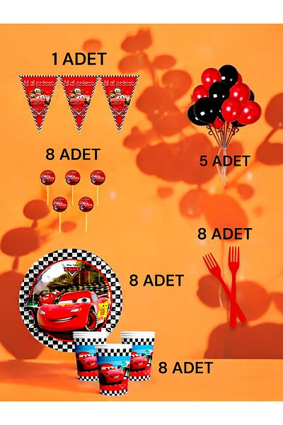 VibeHome 8-Person Cars Themed m Pack - Birthday Party and Fun Events