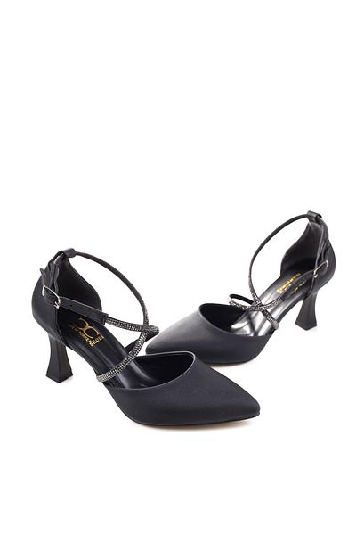 Ceylan 901 Women's Satin Stone Detailed 7.5 cm Heeled Shoes