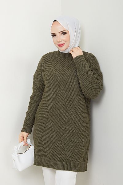 Pamuk Butik Γυναικείο πλεκτό πουλόβερ με λαιμόκοψη Zigzag