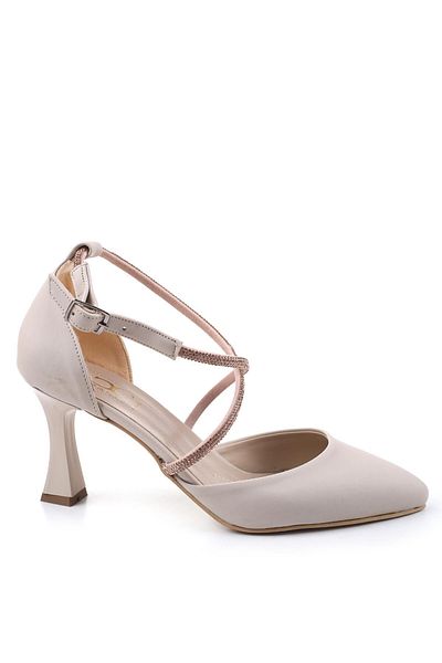 Ceylan 901 Women's Satin - Stone Detailed 7.5 Heeled Shoes