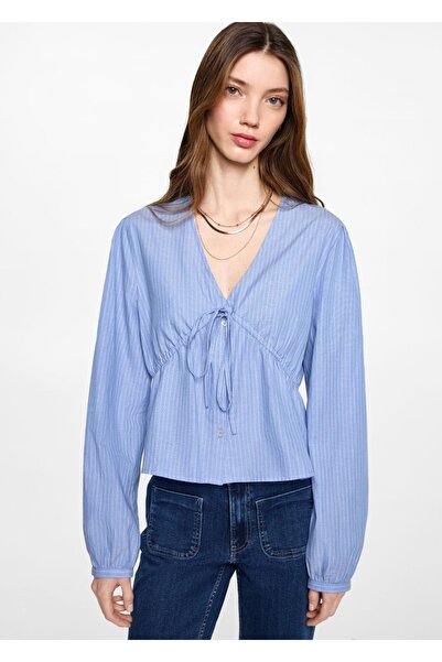 Mango Teen Fiyonklu çizgili bluz