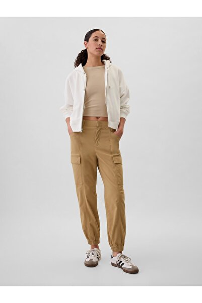 GAP Kadın Kahverengi Twill Downtown Jogger Pantolon