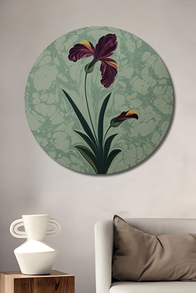 Teona Ahşap Ebru Sanatı Çiçekli Ahşap MDF Dekoratif Ev/İşyeri Duvar Tablo Yuv...