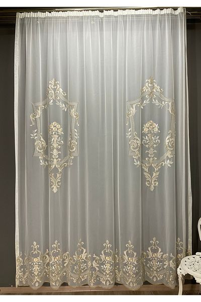 CASA NATURALE Embroidered Greek Tulle Curtain 7859-01-422