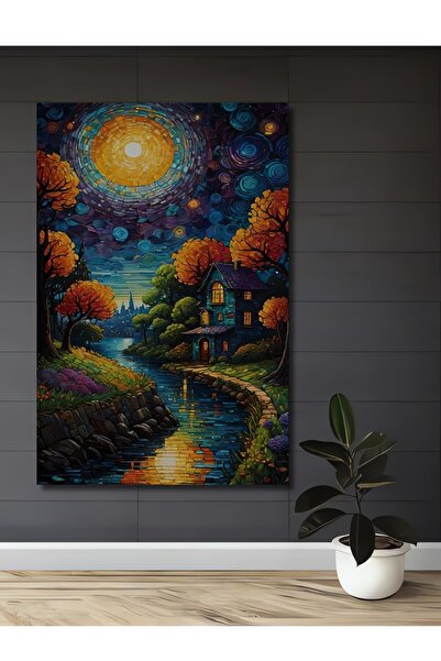 Teona Ahşap Noapți fermecătoare Pictură decorativă de perete din lemn MDF pen...