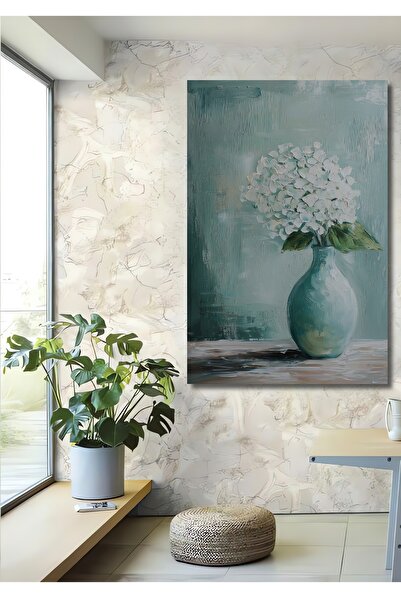 Teona Ahşap Flori albe într-o vază vintage pictură decorativă din lemn MDF pictură dreptunghiulară