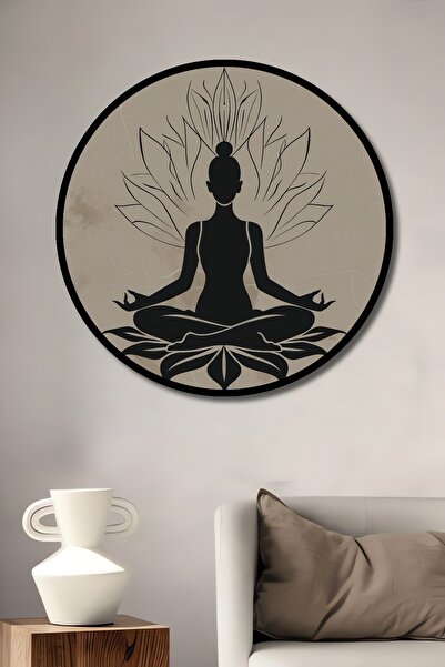Teona Ahşap Çerçeve Görünümlü Yoga Meditasyon Ahşap MDF Dekoratif Ev Duvar Ta...
