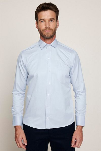 Tudors Ανδρικό μακρυμάνικο πουκάμισο Classic Fit, Relaxed Fit, Βαμβακερό μασίφ, μπλε