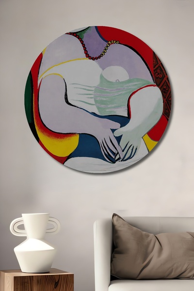 Teona Ahşap Picasso Decorativ din lemn MDF Pictură murală pentru casă/loc de muncă Pictură murală rotundă pentru casă/loc de muncă