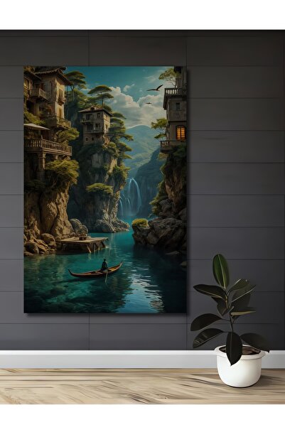 Teona Ahşap Dreamlike Mediterranean Village Decorative Wood Mdf Home/Workplac...