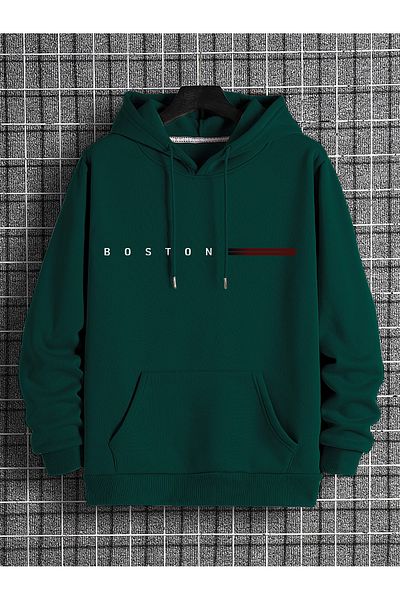 CAST COLLECTİON Мъжки суичър с качулка с щампа Boston