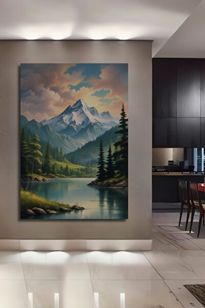 Teona Ahşap Büyüleyici Dağ Manzarası Ahşap MDF Dekoratif Ev/İşyeri Duvar Tabl...