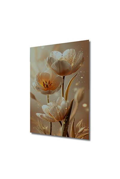 Teona Ahşap Lalelerle Büyüleyici Dekoratif Ahşap MDF Ev/İşyeri Duvar Tablo Dikdörtgen Ev/İşyeri Duvar Tablo