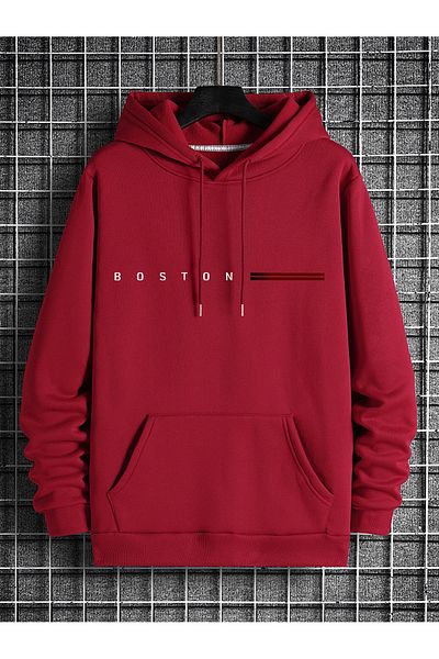 CAST COLLECTİON Мъжки суичър с качулка с щампа Boston