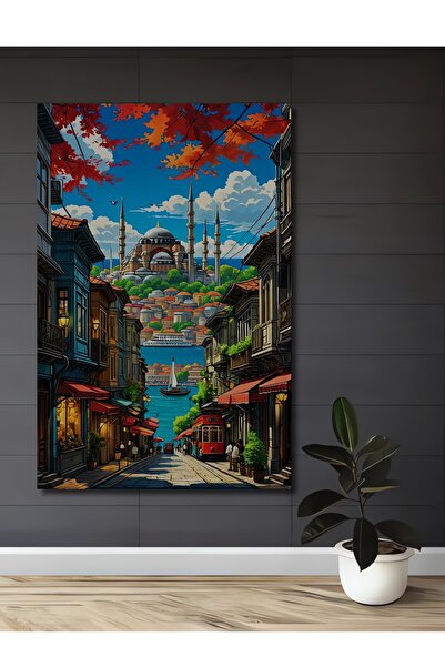 Teona Ahşap Pictură decorativă din lemn MDF cu peisaj stradal picant din Ista...