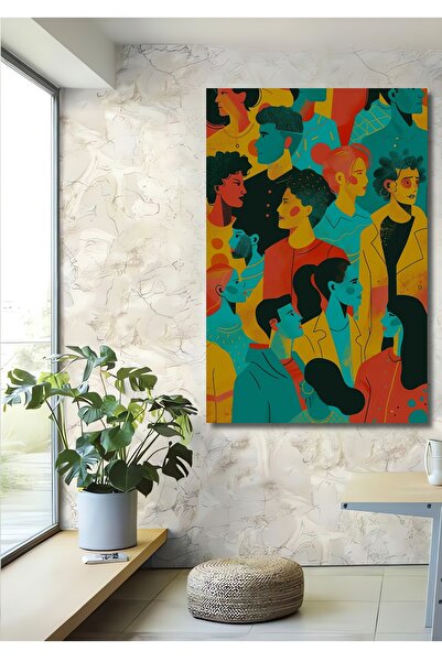 Teona Ahşap Figuri umane abstracte colorate Pictură decorativă din lemn MDF Pictură dreptunghiulară