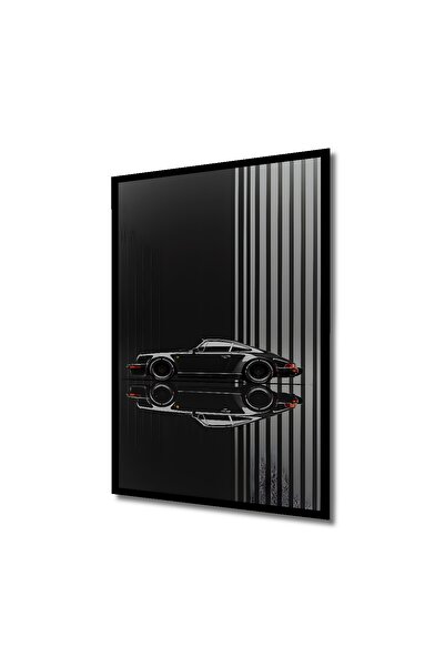 Teona Ahşap Çerçeve Görünümlü Porsche Klasik Araba Dekoratif Ahşap MDF Ev Duvar Tablo Dikdörtgen Ev Duvar Tablo