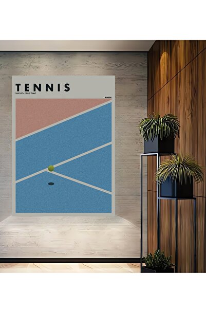Teona Ahşap Tablou decorativ retro pentru teren de tenis, din lemn MDF, pentr...