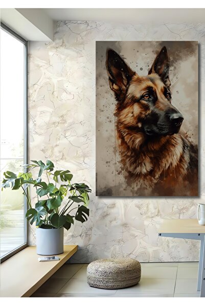 Teona Ahşap Alman Kurdu Ahşap MDF Dekoratif Ev/İşyeri Duvar Tablo Dikdörtgen ...