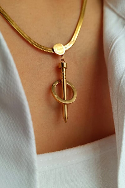 takimaster قلادة من الفولاذ الإيطالي 316L بتصميم أظافر ذهبية اللون