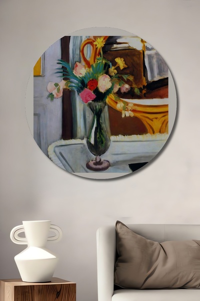 Teona Ahşap Tablou decorativ din lemn MDF Matisse, oglindă cu flori, pictură rotundă din 1919