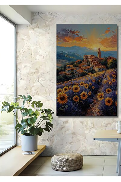 Teona Ahşap Apus de soare majestuos Floarea-soarelui Tablou decorativ din lemn MDF Tablou dreptunghiular