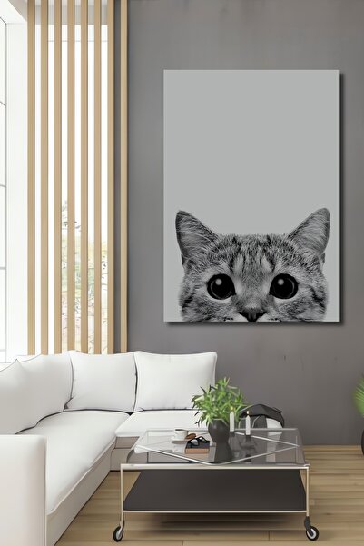 Teona Ahşap Meraklı Kedi Dekoratif Ahşap MDF Ev/İşyeri Duvar Tablo Dikdörtgen...