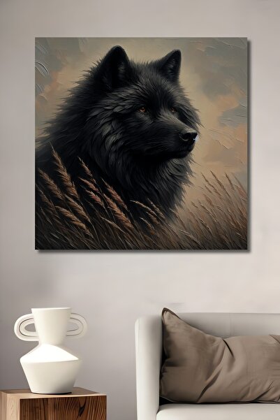 Teona Ahşap Lupul negru Puterea nobilă a naturii Pictură decorativă din lemn MDF Pictură dreptunghiulară