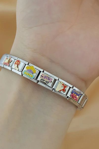 Dumledo Italian Steel Patterned Positive Vibes (Good Vibes) Charm