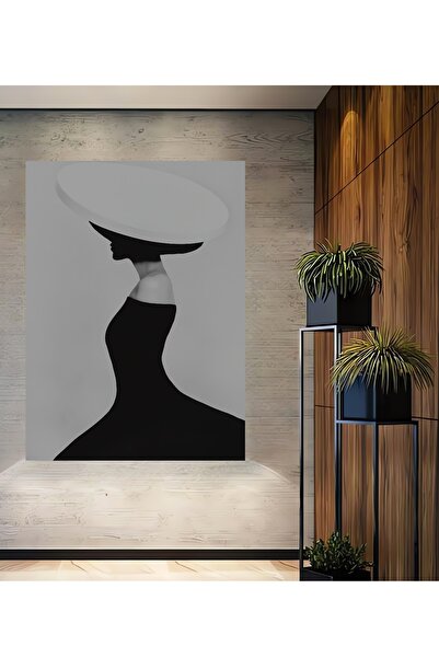 Teona Ahşap Feministă cu pălărie, artă abstractă, femeie, pictură decorativă din lemn MDF, pictură dreptunghiulară