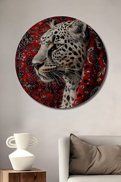 Teona Ahşap Leopar Kırmızı Desenli Dekoratif Ahşap MDF Ev/İşyeri Duvar Tablo ...