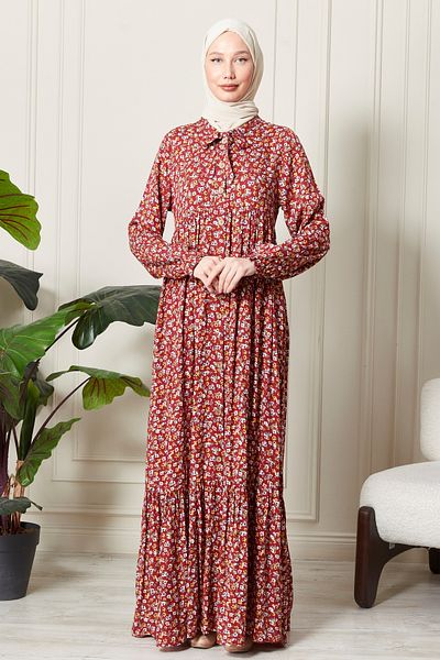 fistan Front Button Viscose Fabric Hijab Dress Mother's Dress Cotton Fabric Large Size