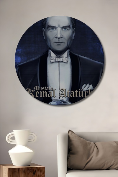Teona Ahşap Portretul lui Mustafa Kemal Atatürk Pictură decorativă din lemn MDF Pictură rotundă