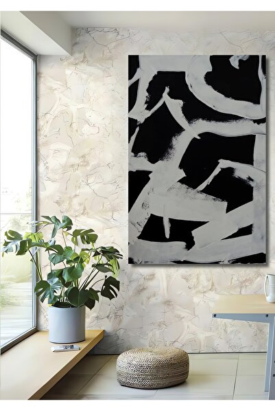 Teona Ahşap Abstract Art Black White Decorative Wood Mdf Home/Workplace Wall ...
