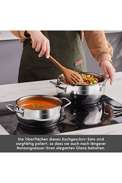 Karaca Emirgan XL 10-teiliges Kochtopfset für Induktion aus Stahl mit Aufbewahrungsdeckel