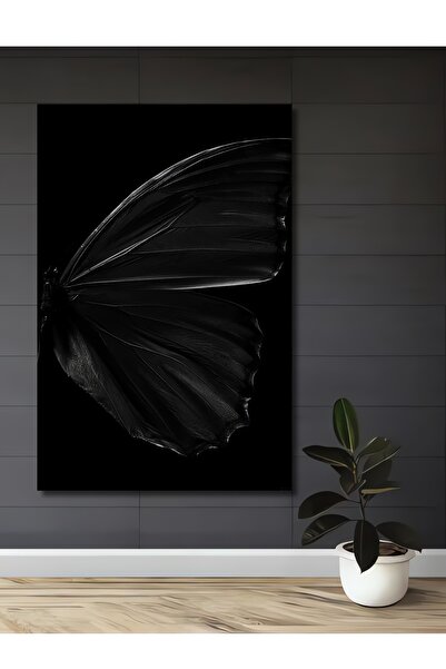Teona Ahşap Tablou decorativ din lemn MDF cu aripi de fluture negru, tablou d...