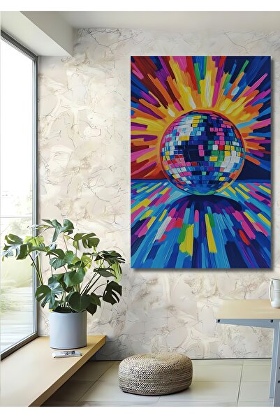 Teona Ahşap Minge de discotecă colorată din lemn MDF, pictură decorativă de p...