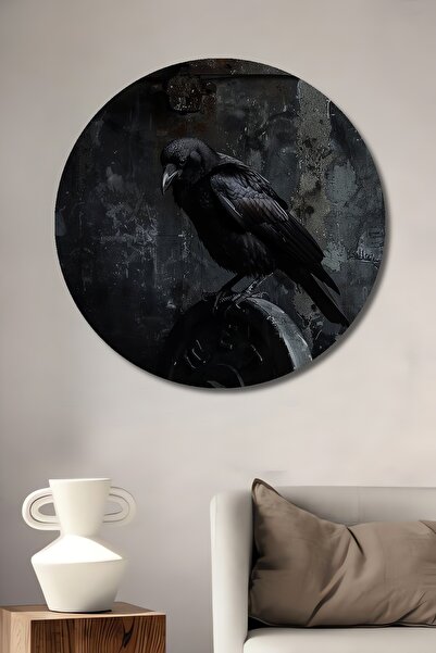 Teona Ahşap Pictură decorativă de perete cu corb și lemn industrial MDF pentr...