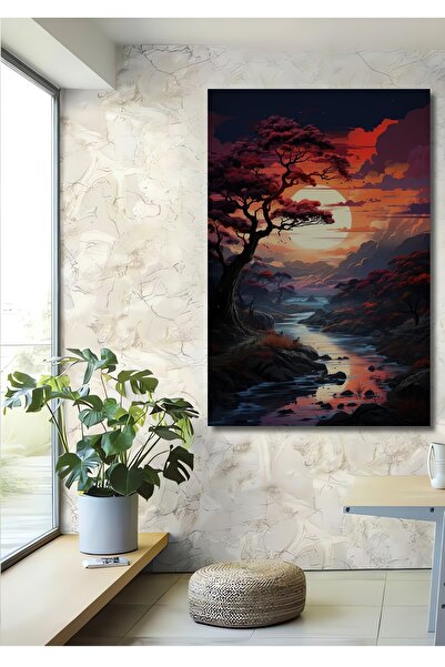 Teona Ahşap Peisaj fascinant la apus de soare Pictură decorativă din lemn MDF...