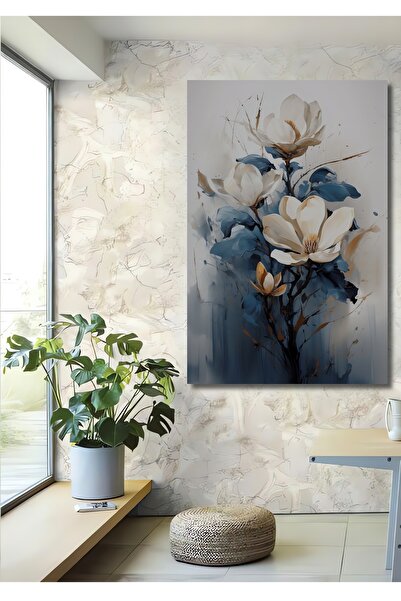 Teona Ahşap Büyüleyici Mavi Manolya Dekoratif Ahşap MDF Ev/İşyeri Duvar Tablo...