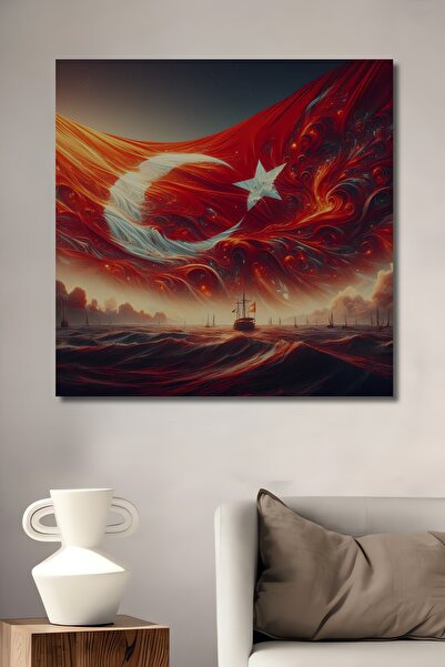Teona Ahşap Pictură cu stelele lunii din Boğaz, Istanbul, din lemn MDF, pictură decorativă cu artă, dreptunghiulară