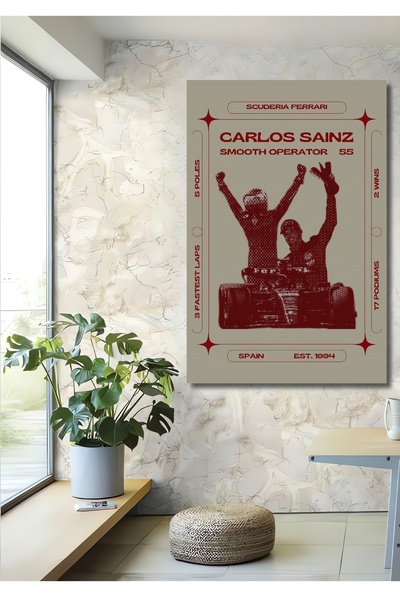 Teona Ahşap Carlos Sainz Ahşap MDF Dekoratif Ev/İşyeri Duvar Tablo Dikdörtgen...