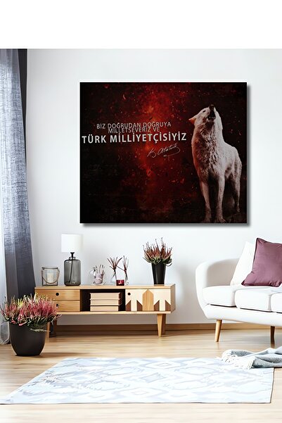 Teona Ahşap Pictură decorativă din lemn MDF cu tematică turcă naționalistă cu tema lupului Ataturk Pictură dreptunghiulară