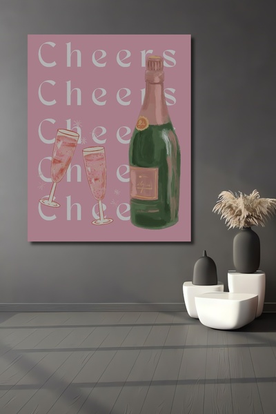 Teona Ahşap Decorativă de sărbătoare cu șampanie, din lemn MDF, pictură mural...