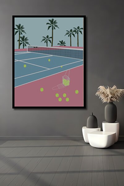 Teona Ahşap Tablou decorativ din lemn MDF cu aspect de palmieri și teren de t...