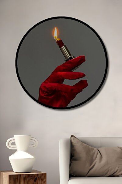 Teona Ahşap Masă rotundă decorativă din lemn MDF, cu aspect de ramă, cu mănuș...