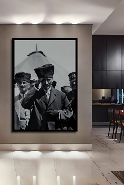 Teona Ahşap Çerçeve Görünümlü Atatürk Dekoratif Ahşap MDF İşyeri Duvar Tablo ...